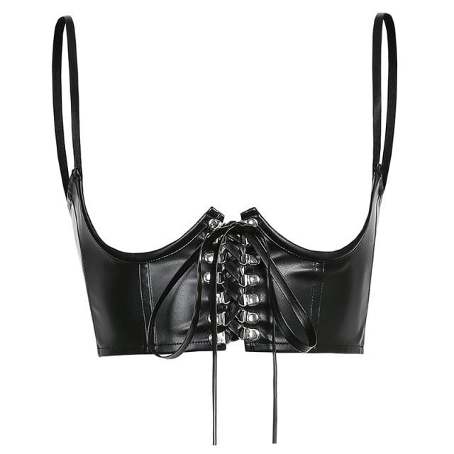 Backseat' Black Lace Up Faux Leather Under Bust Corset Belt – Rags n Rituals