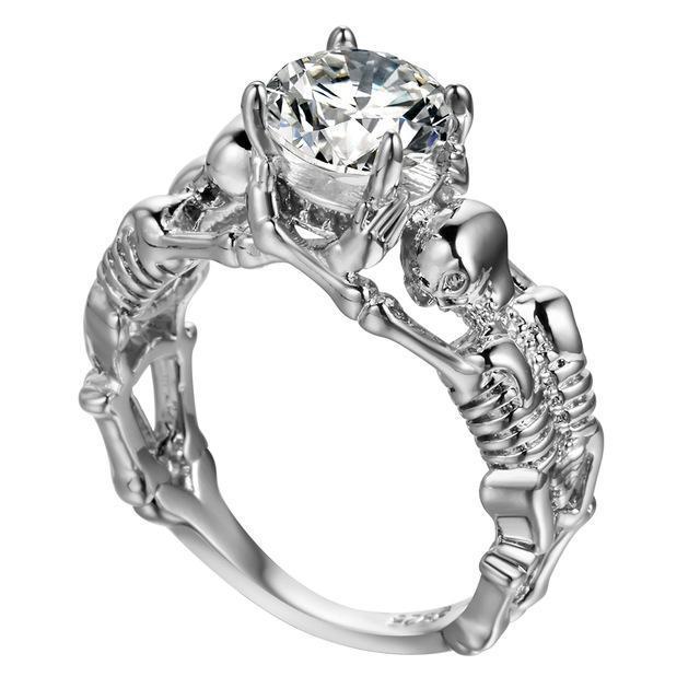 Rags n Rituals 'Deathly Duo' Silver tone clear stone ring at $14.99 USD