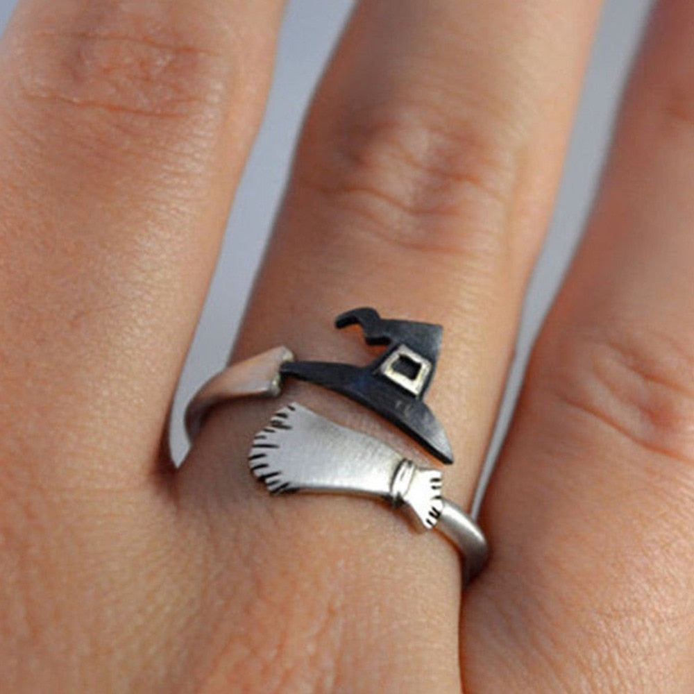 Rags n Rituals 'Witches go riding' witch broom ring at $9.99 USD
