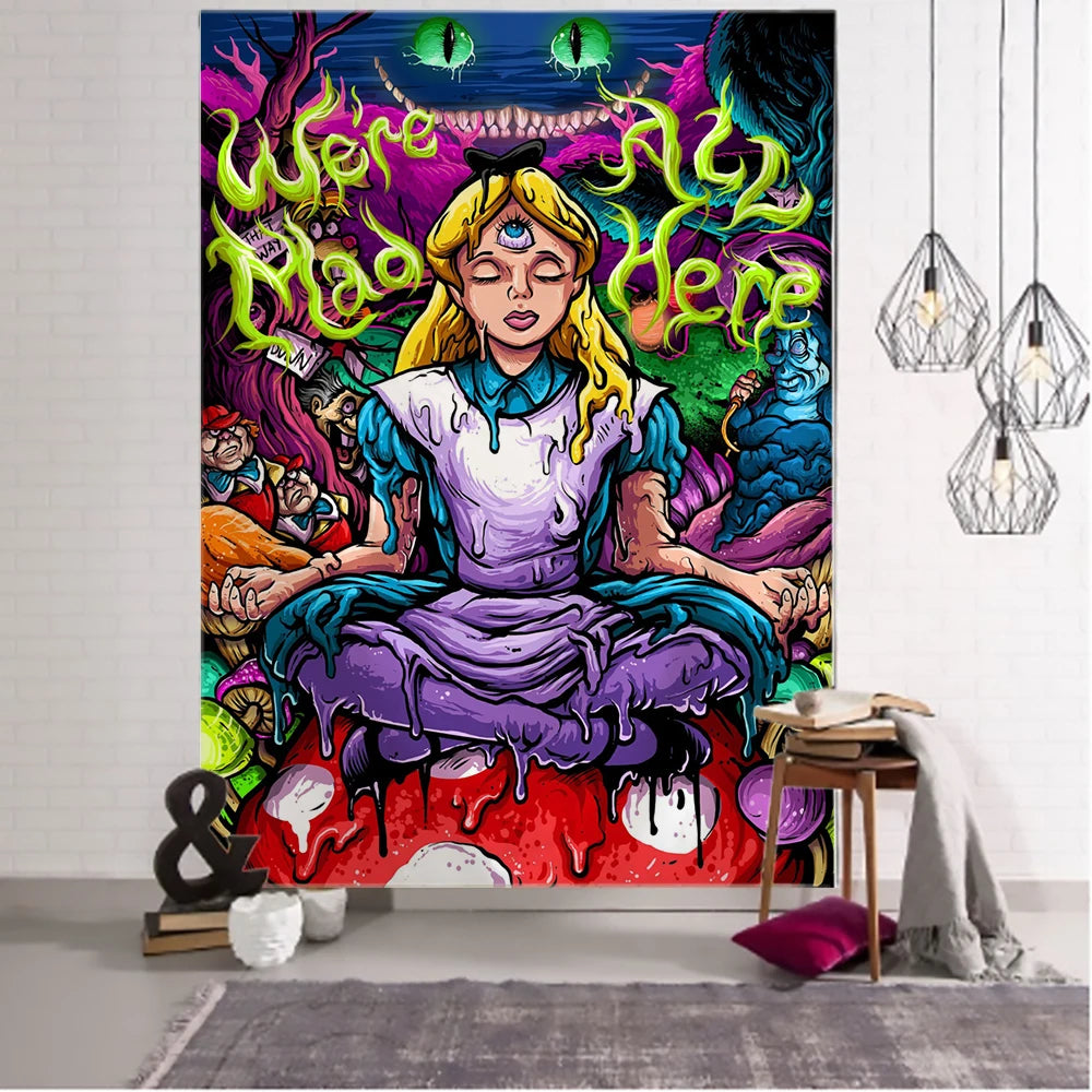 Anime Hippie Girl Wall Tapestry