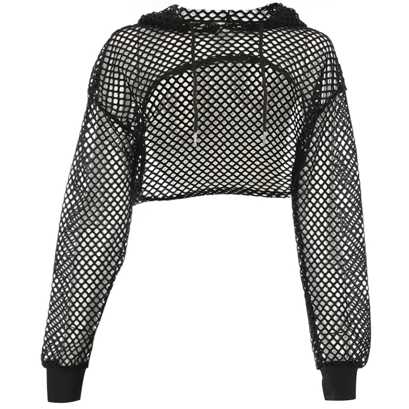 fishnet hoodie crop top