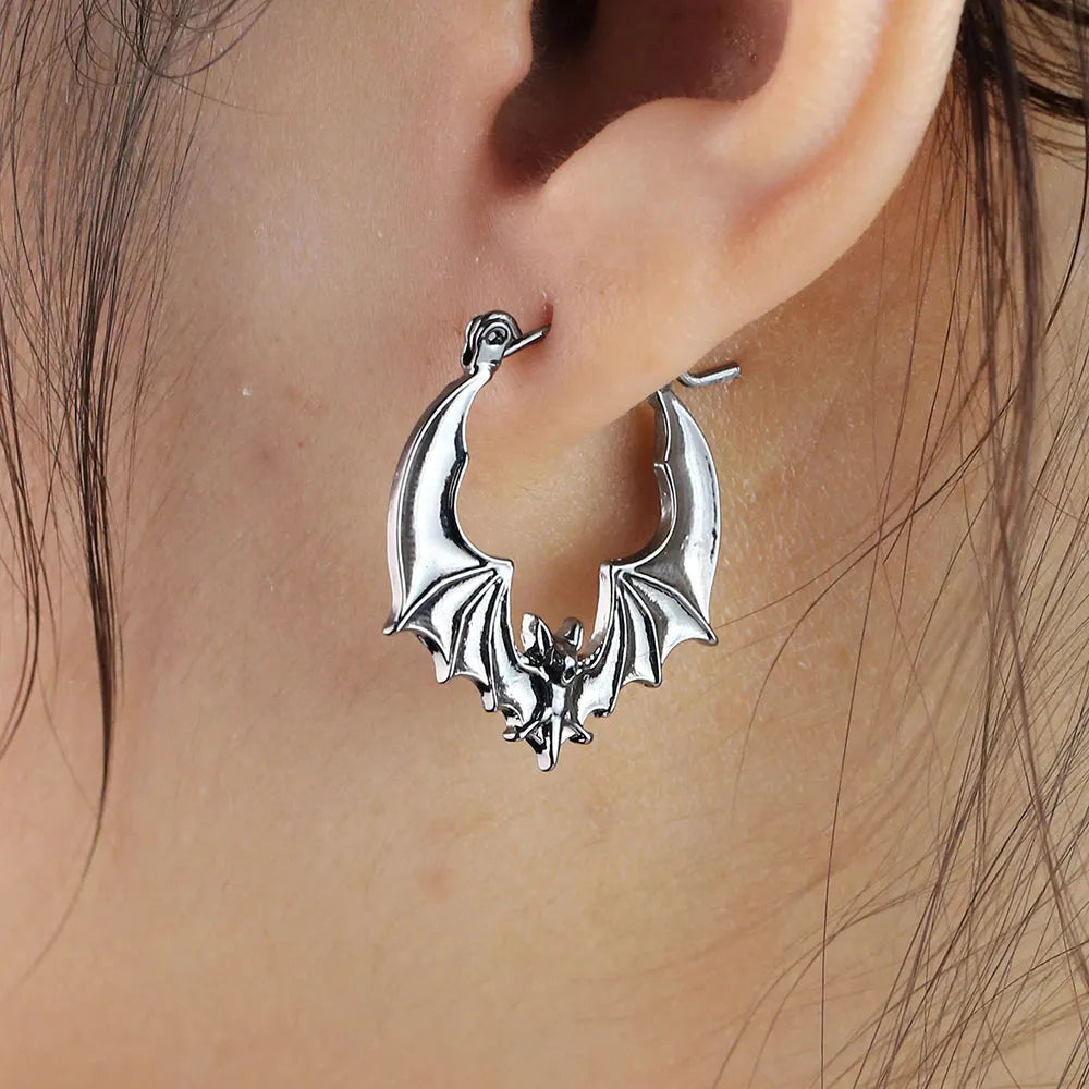 Cute Sliver Bat Earrings