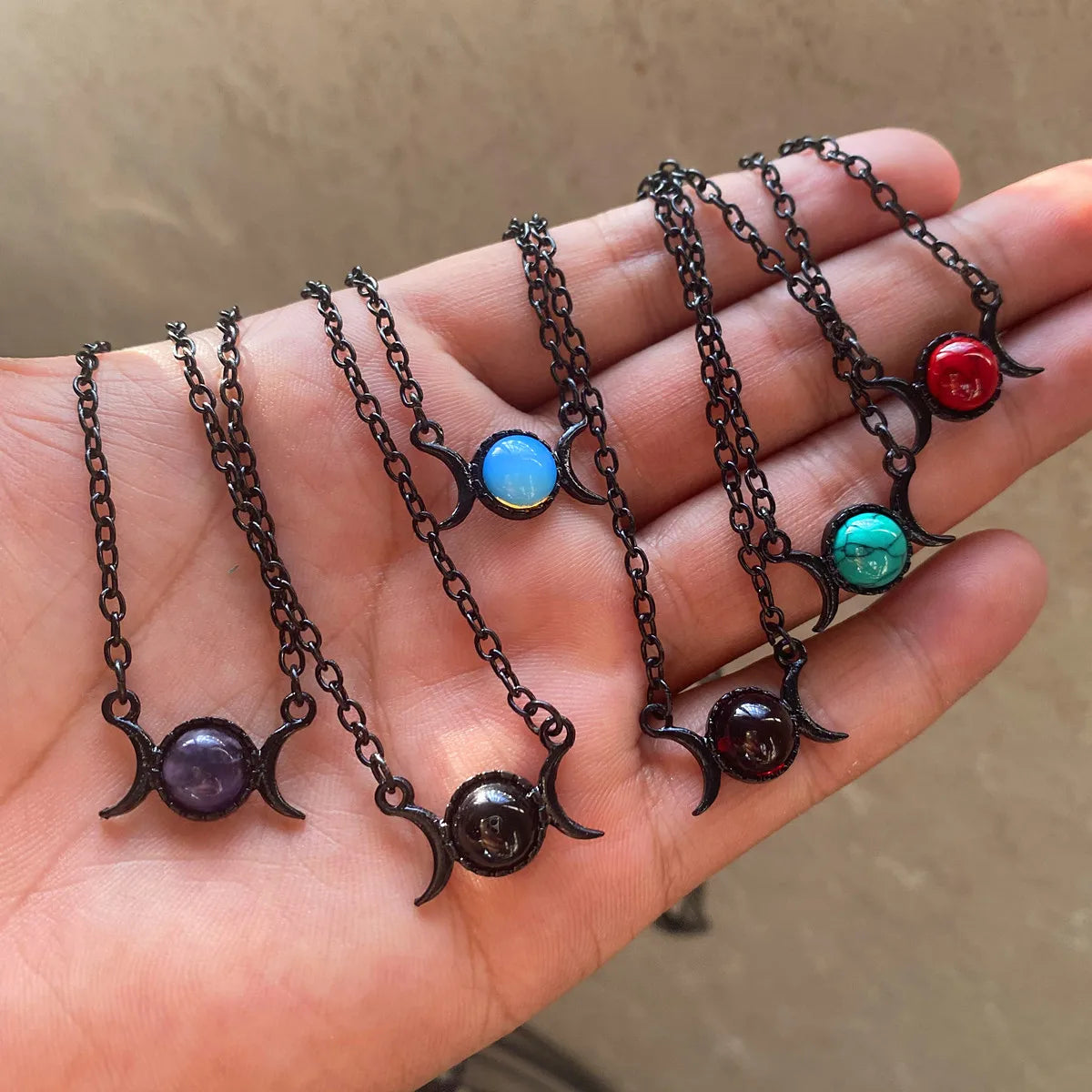 Alternative Multi Color Luna Moon Necklaces