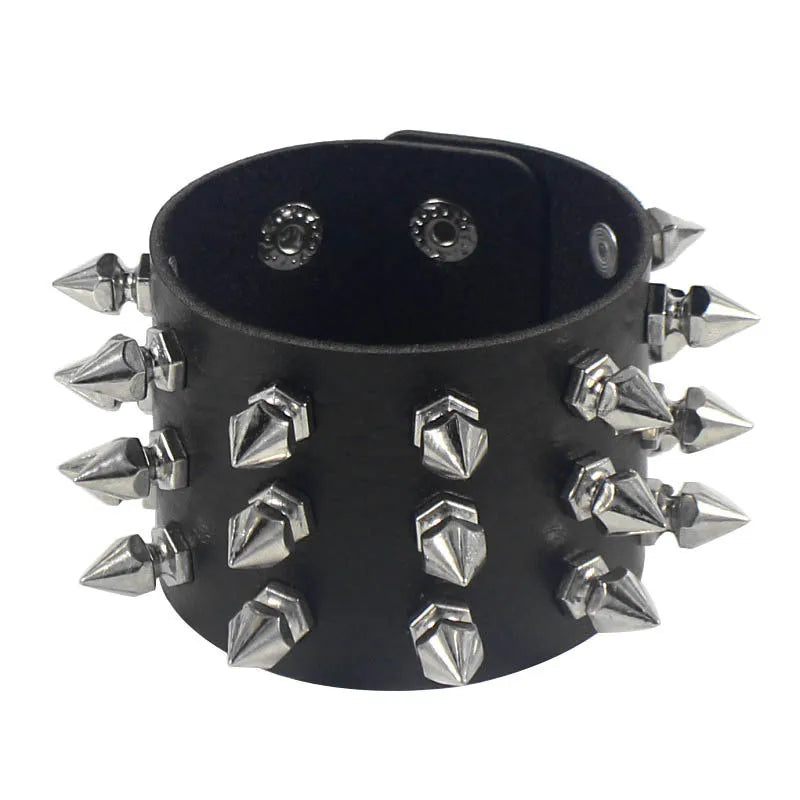 Multi Color Goth PU Leather Metal Spike Wristband