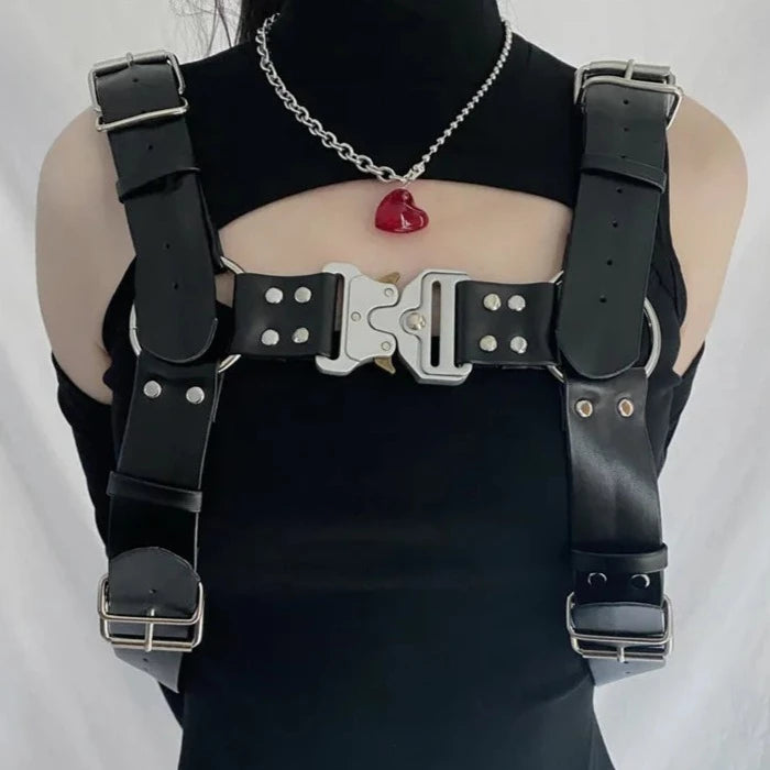 Black Metal Buckle Belt Harness