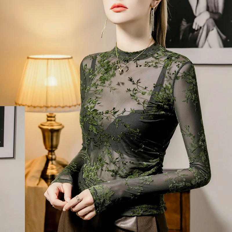 Green Grunge Mesh Long Sleeve Top Rags n Rituals Green Grunge Mesh Long Sleeve Top Rags n Rituals