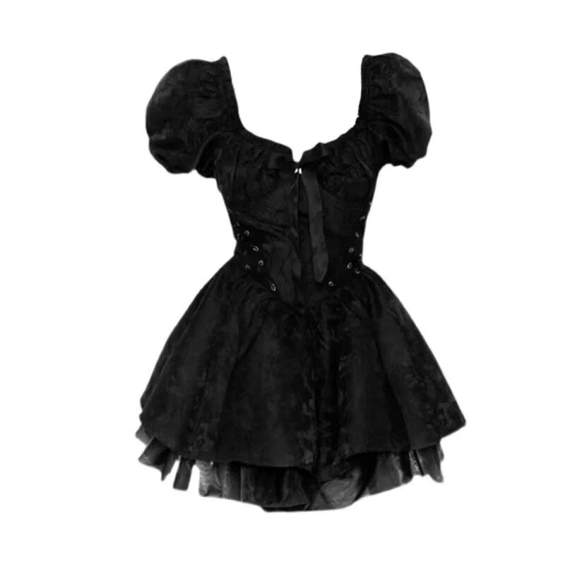 'Comeback' Black Gothic Grunge Mini Dress