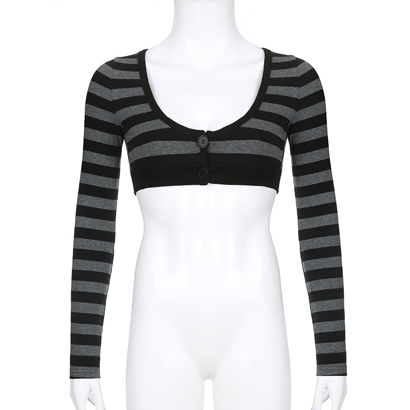 Grey Alt Grunge Striped Crop Top – Rags n Rituals
