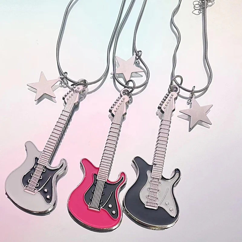 Grunge Guitar Pendant Necklace