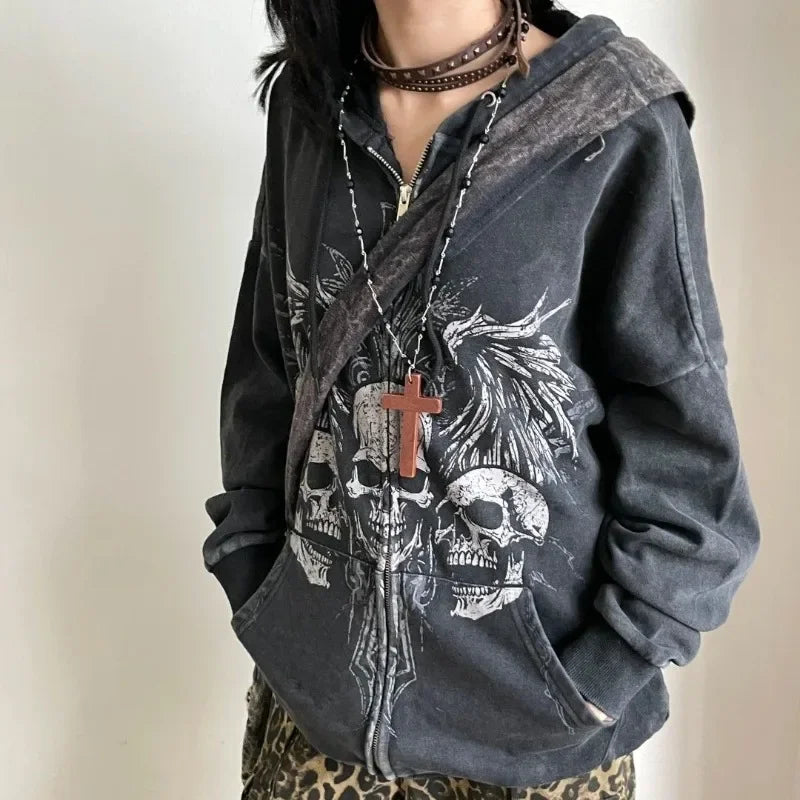 Freeze' Gothic Grunge Black Harajuku Zipper Hoodie – Rags n Rituals