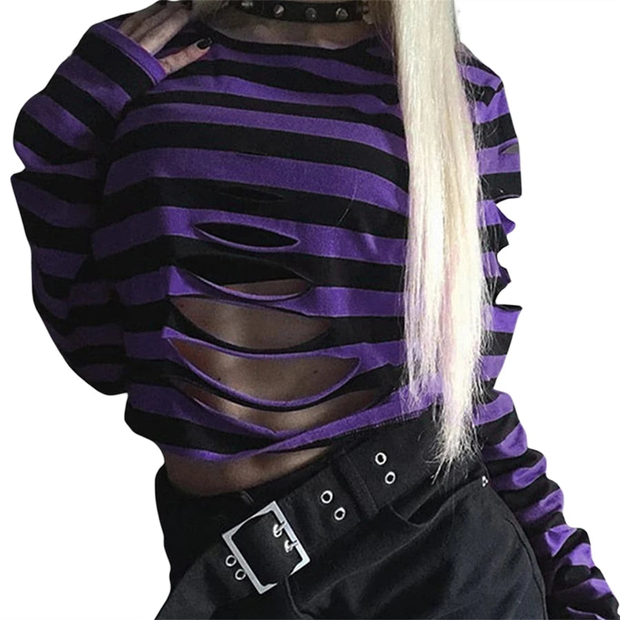 Gothic Black Striped Ripped Sweater – Rags n Rituals