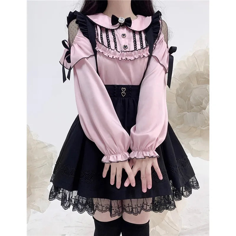 Pink Kawaii Lolita Y2K Japanese Style Blouse