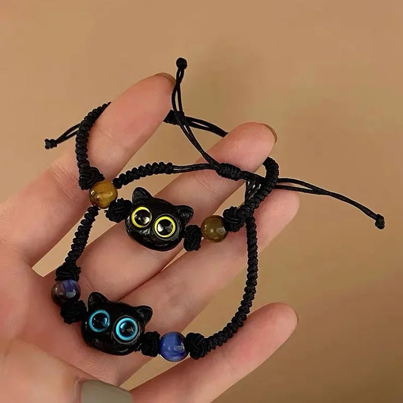Black Cute Little Cat Couple Bracelets