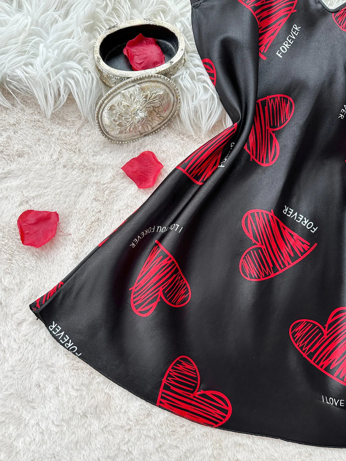 Be my Valentine' Red Print Satin Slip Dress Rags n Rituals Be my Valentine' Red Print Satin Slip Dress Rags n Rituals