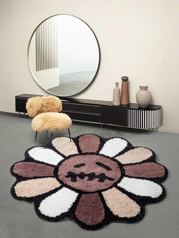 Cozy Smiling Face Flower Tufted Rug