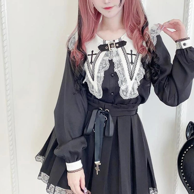 Victorian Gothic Lolita Lace Ruffles Blouse