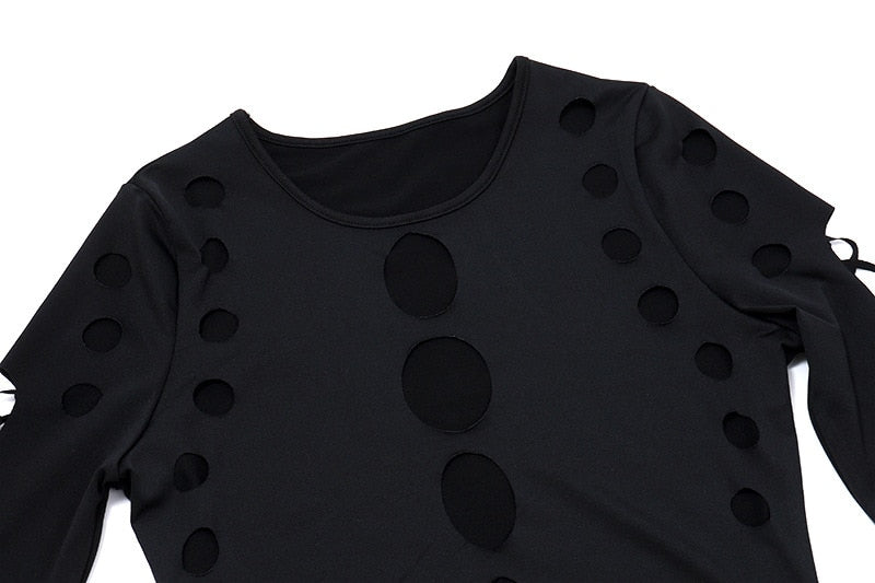 'Hold Back' Black Alt Hollow Out Design Bodysuit