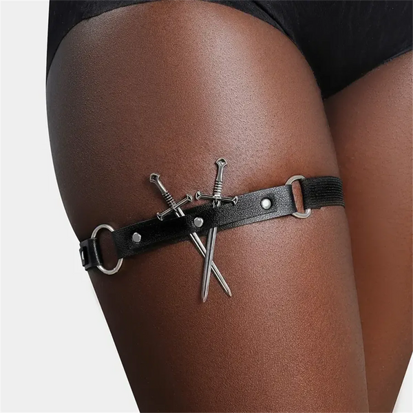 garter belt thigh Black Faux Leather Garter Belt