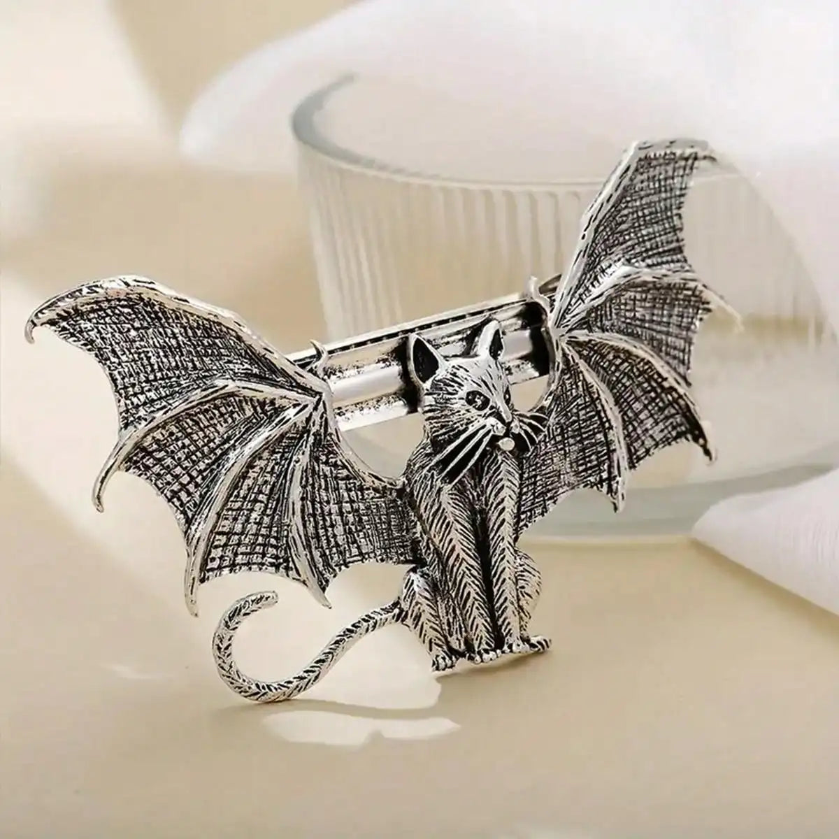 Gothic Flying Cat Hair Clip