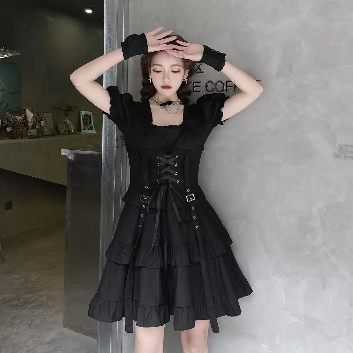 black lolita dress 'Moonlight' Black Gothic Lolita Dress Black / S(39-42 KG)