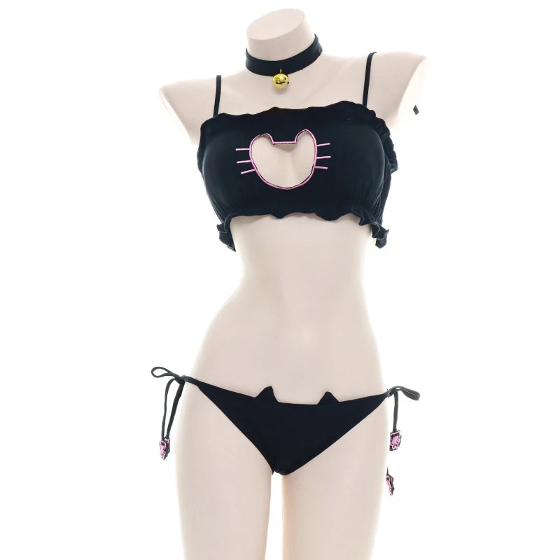 Black Cat Anime Open Chest Embroidered Lingerie Set Rags n Rituals Black Cat Anime Open Chest Embroidered Lingerie Set Rags n Rituals