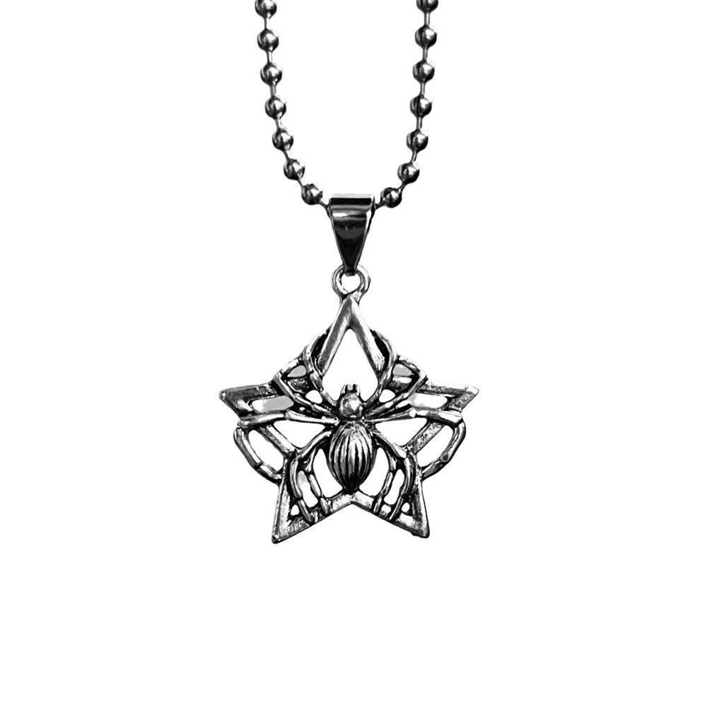 Gothic Pentagram Spider Necklace