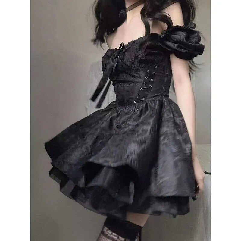'Comeback' Black Gothic Grunge Mini Dress