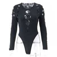 'Hold Back' Black Alt Hollow Out Design Bodysuit