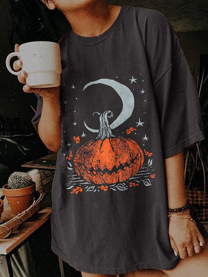 Halloween Themed Pumpkin Print T-Shirts