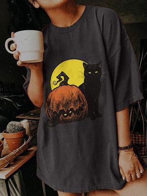 Halloween Themed Pumpkin Print T-Shirts
