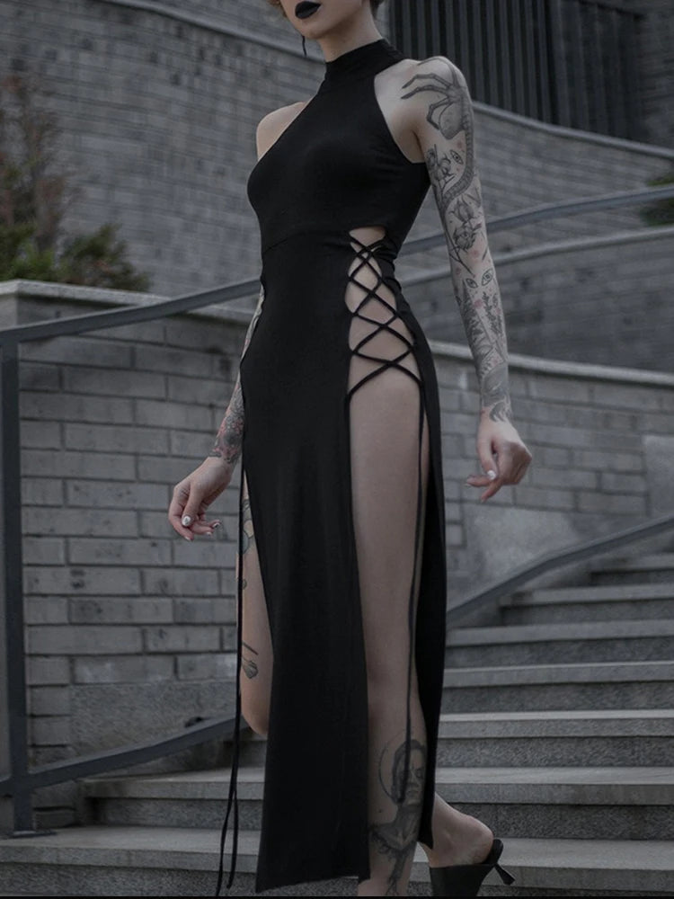 Goth Dark Cosplay High Split Midi Dress – Rags n Rituals