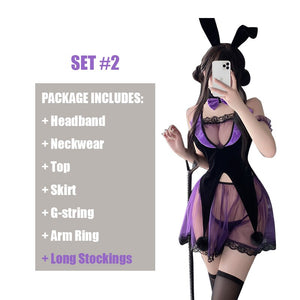 'Go Get It' Black Purple Bunny Cosplay Lingerie Outfit
