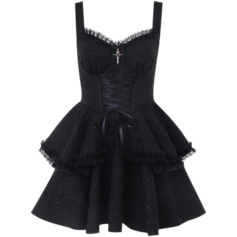 Till Death' Black Elegant Goth Lace Trim Dress – Rags n Rituals