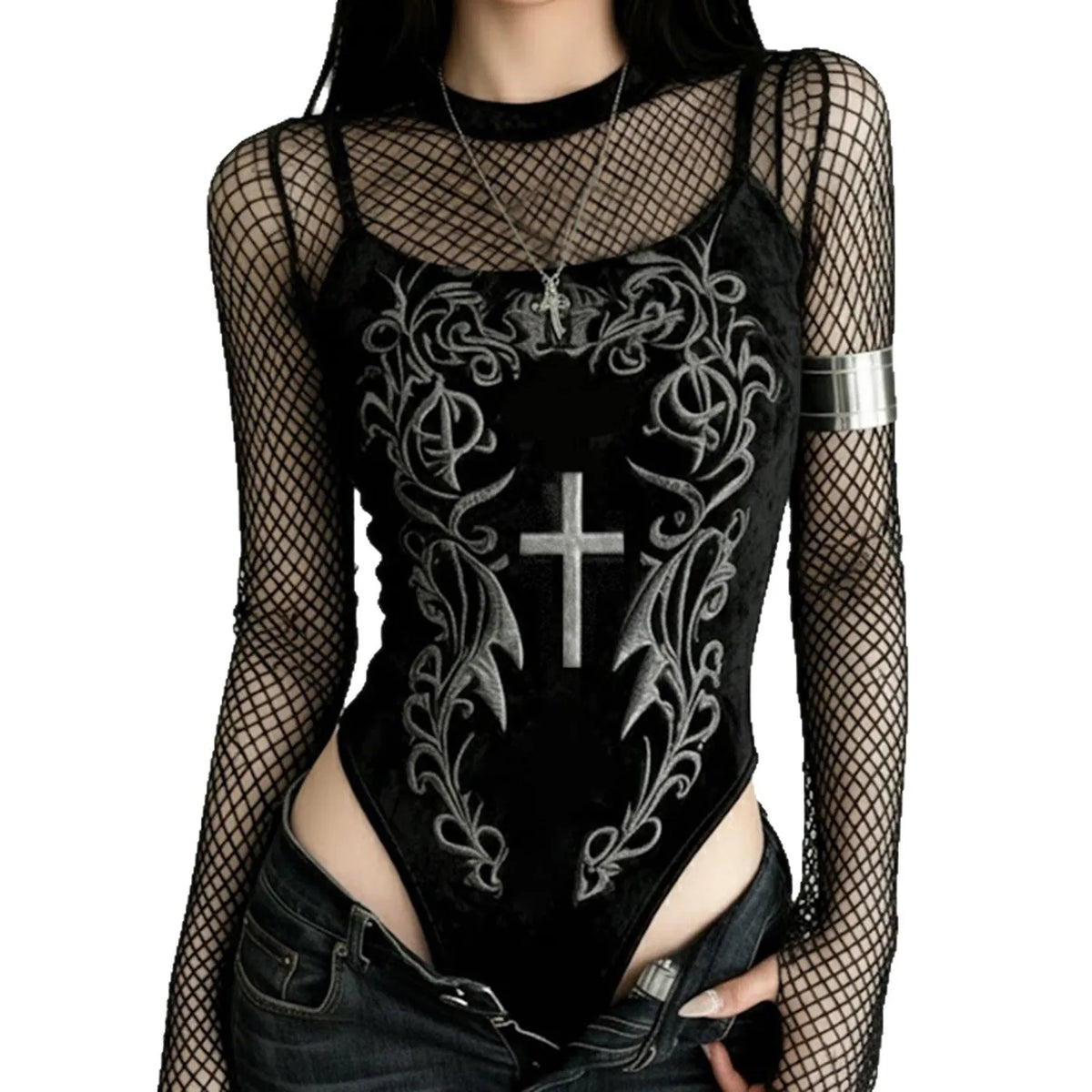 Black Alt Goth Retro Cute Bodysuit