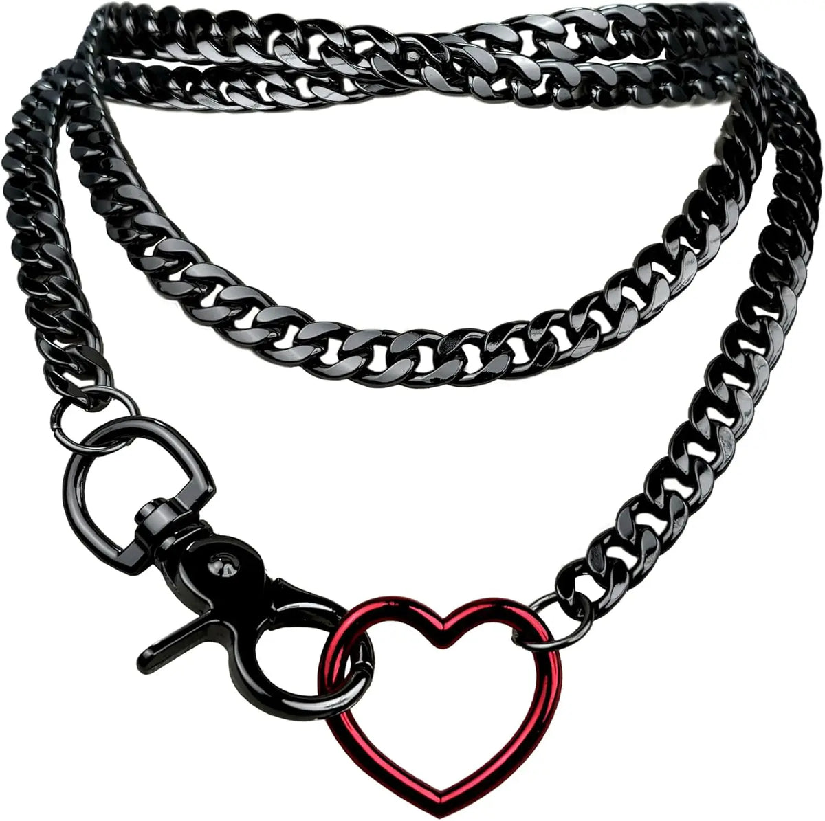 Chain Rainbow Heart O-Ring Chunky Chain Necklace