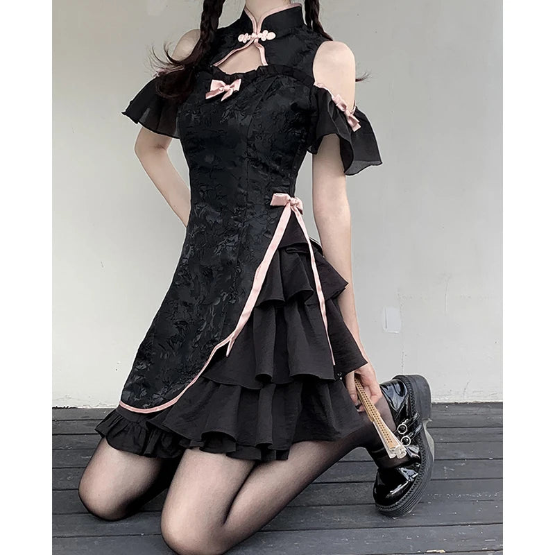 Goth Black Kawaii Lolita Cheongsam Dress