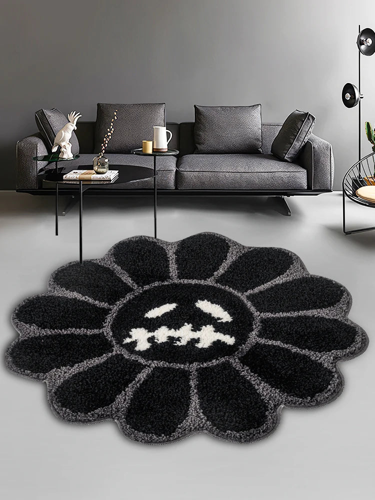 Cozy Smiling Face Flower Tufted Rug