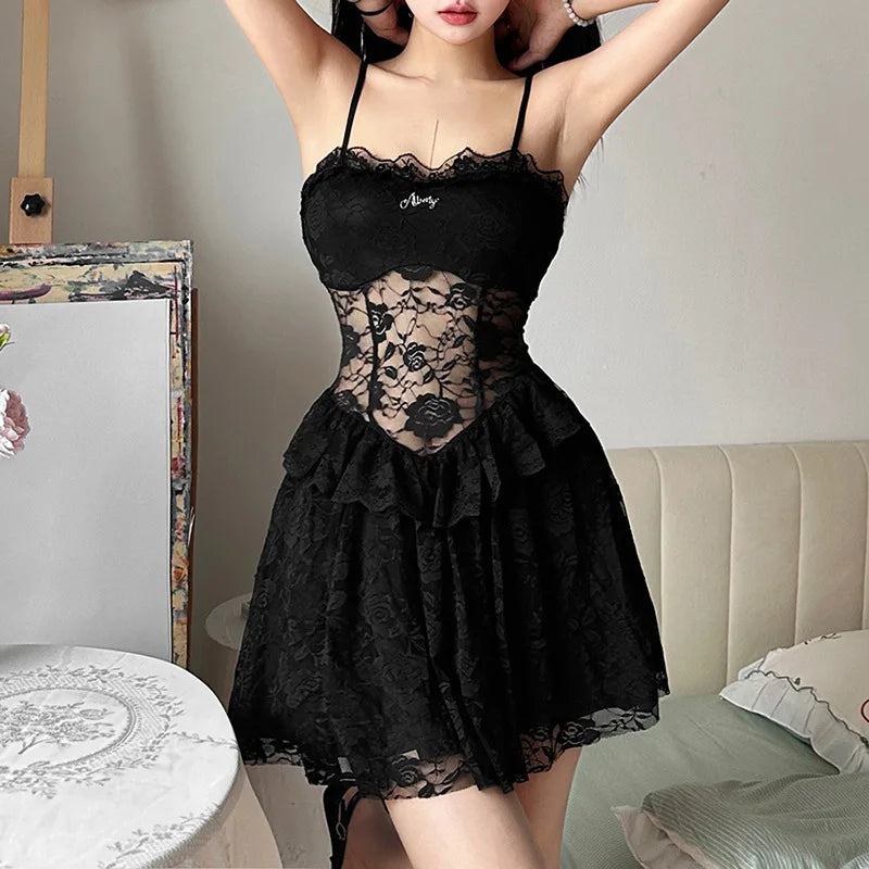 Dark Side' Black Goth Lace Dress – Rags n Rituals