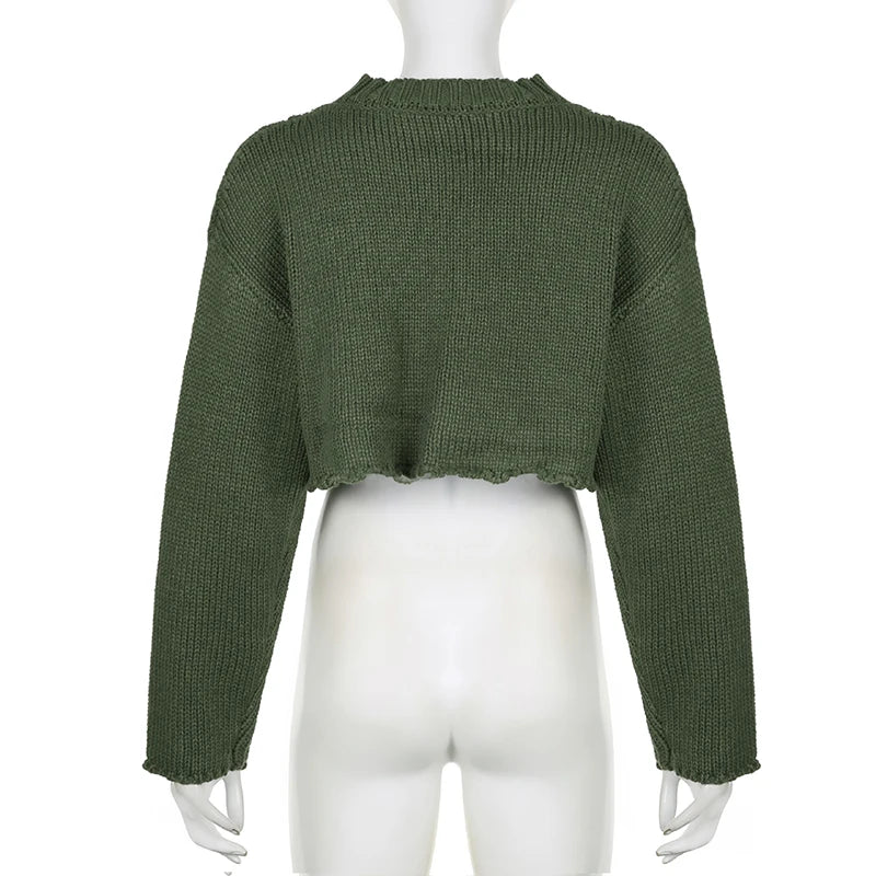 Green Fairycore Star Knitted Crop Top