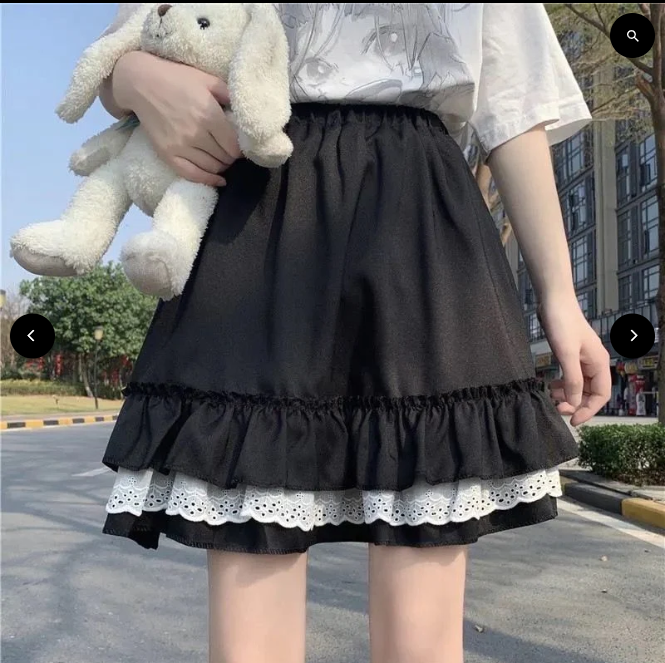 'Apparition' Black & White Harajuku Grunge Ruffle Skirt