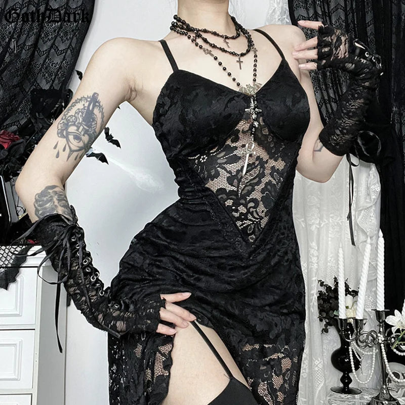 chinese dress ladies Lace See Through Black White Lingerie Nightdress Robe – Sugarplum Store main image 0