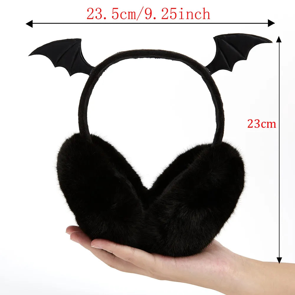 Cute Plush Black Bat Wing Earmuffs