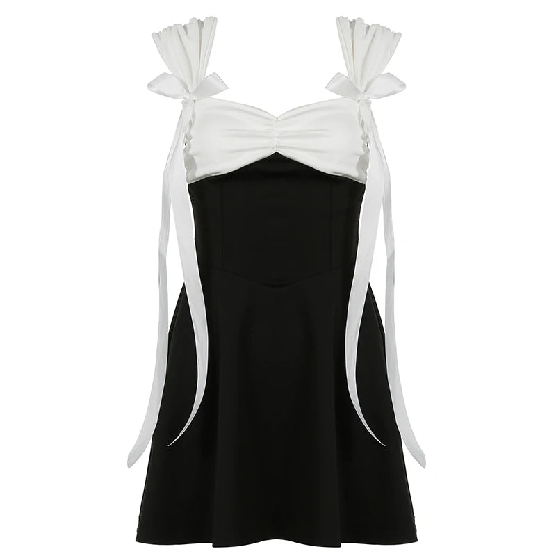 Black and White Y2K Patchwork A-line Dress Rags n Rituals Black and White Y2K Patchwork A-line Dress Rags n Rituals