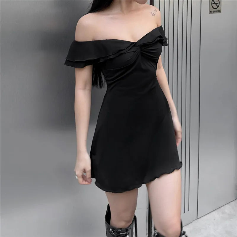 Gothic 'Hexed' Ruffle Black Mini Dress Rags n Rituals Gothic 'Hexed' Ruffle Black Mini Dress Rags n Rituals