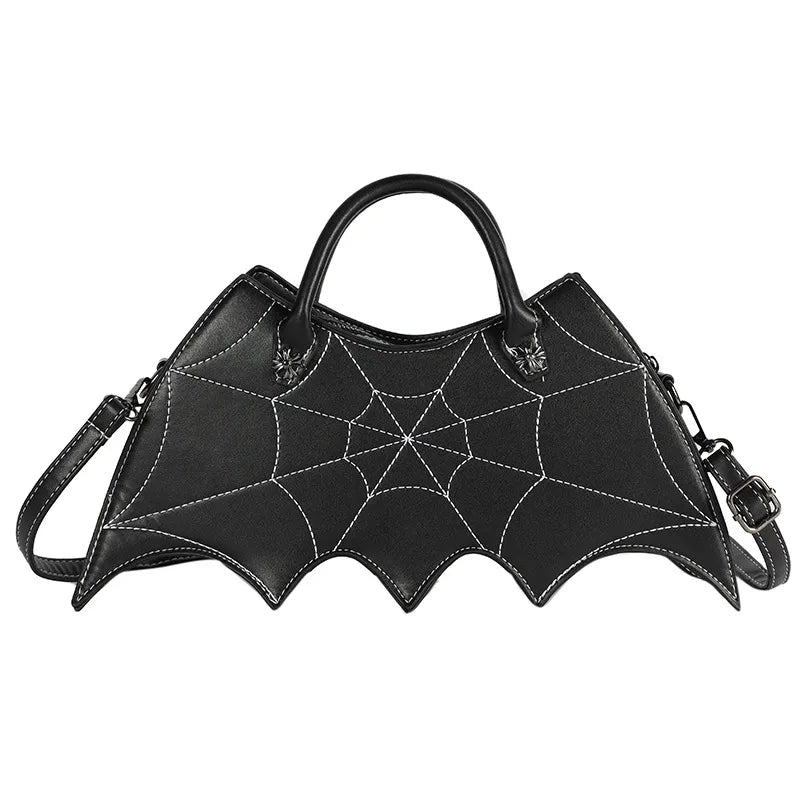 Black Bat Themed PU Leather Handbag
