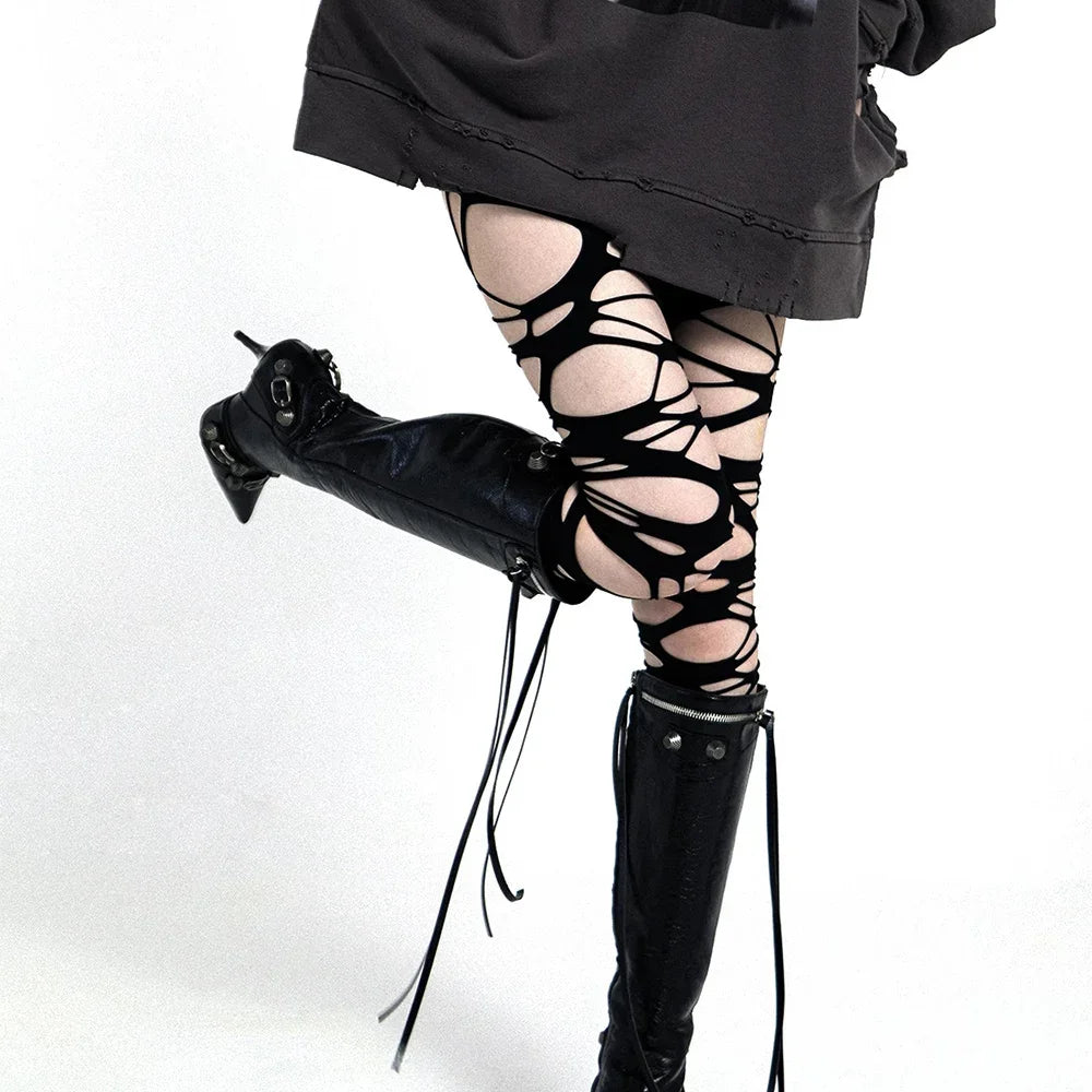 Black Alternative Perforated Stockings