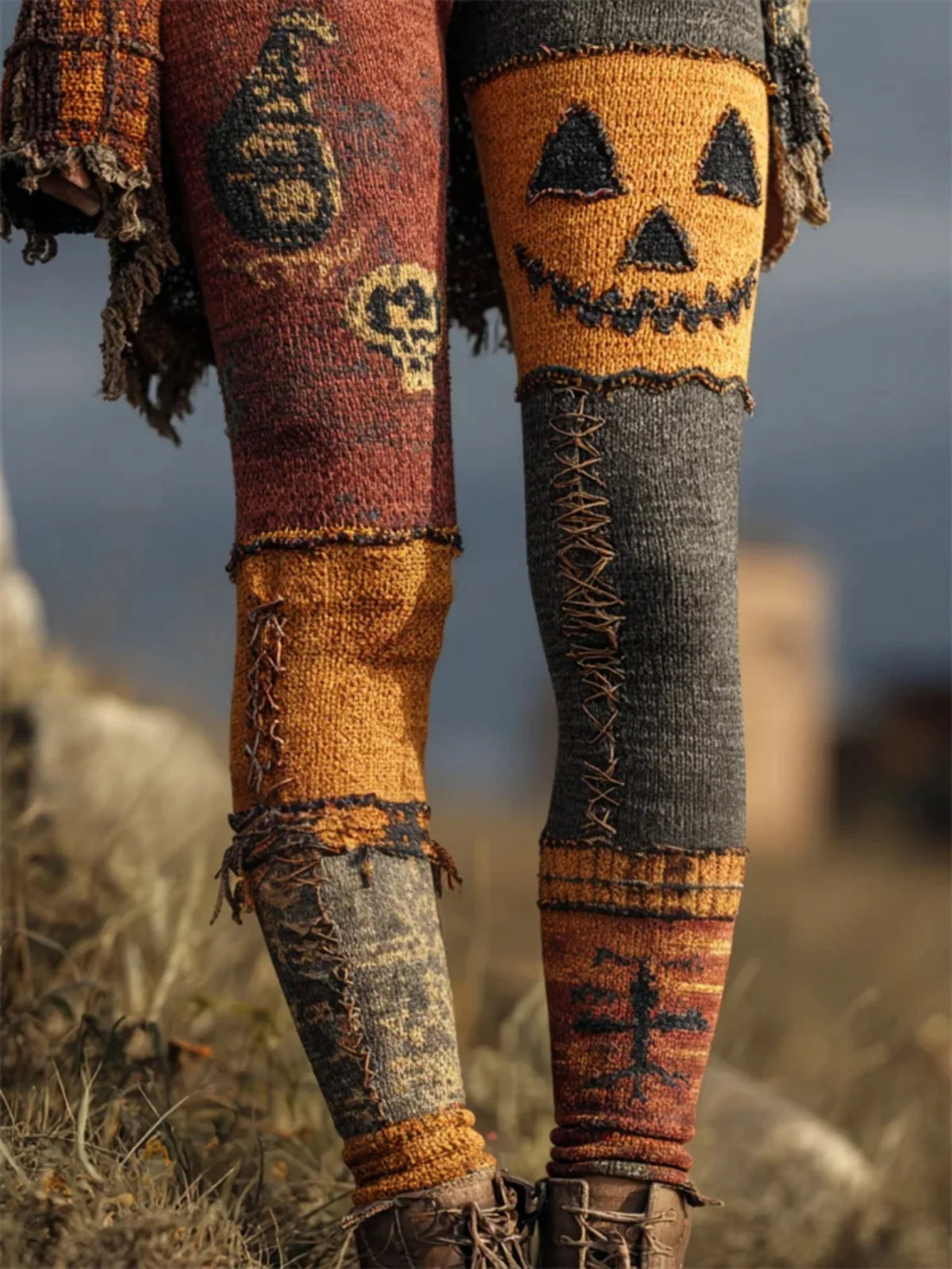 Spooky Season Skeleton Themed Print Leggings