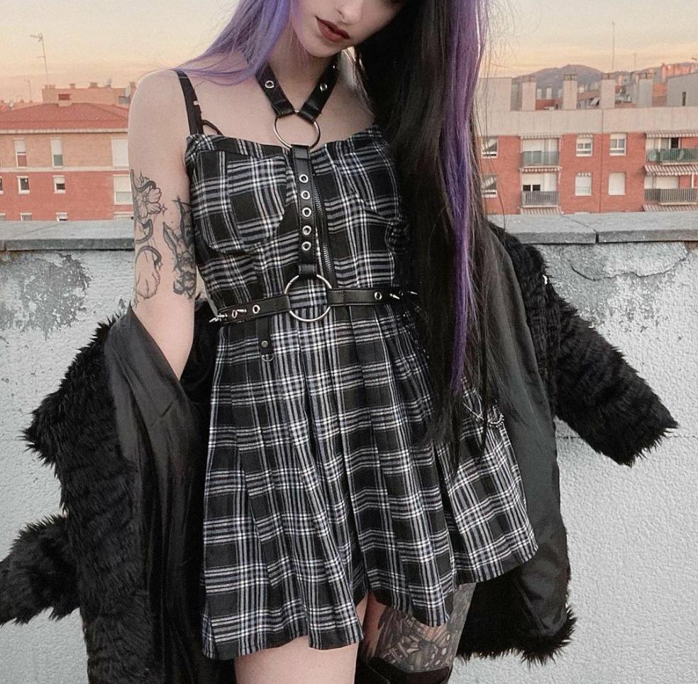 Preppy' Grey or Red Plaid Grunge Dress Rags n Rituals Preppy' Grey or Red Plaid Grunge Dress Rags n Rituals