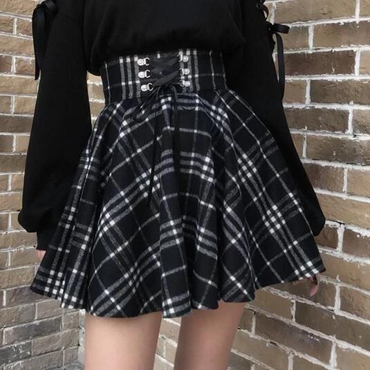 Rags n Rituals 'Army Of Darkness' Black and White Plaid Skirt at $39.99 USD
