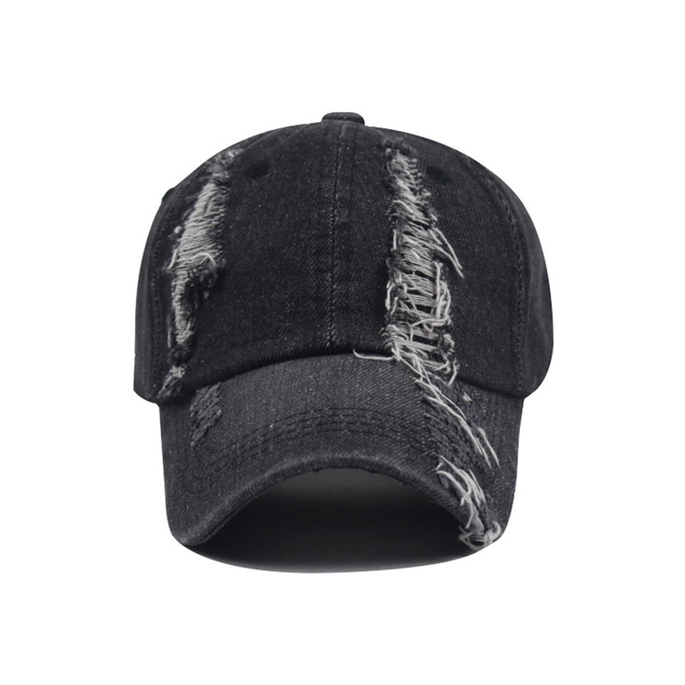 Black Alt Embroidery Ripped Cap